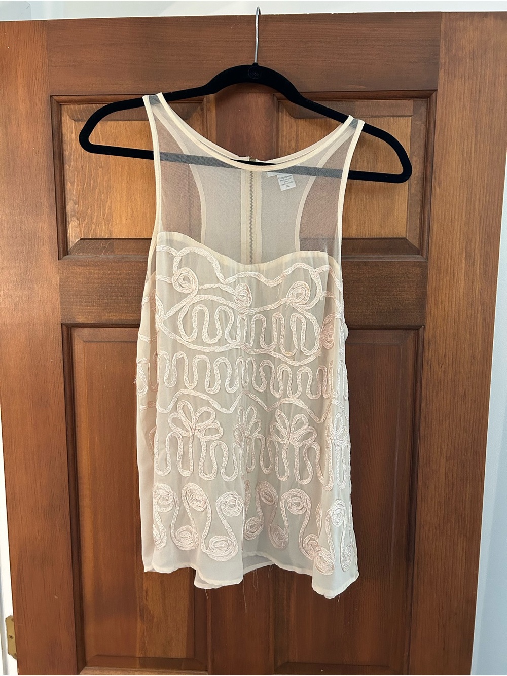 Bar III Sheer Embroidered Camisole - Cream